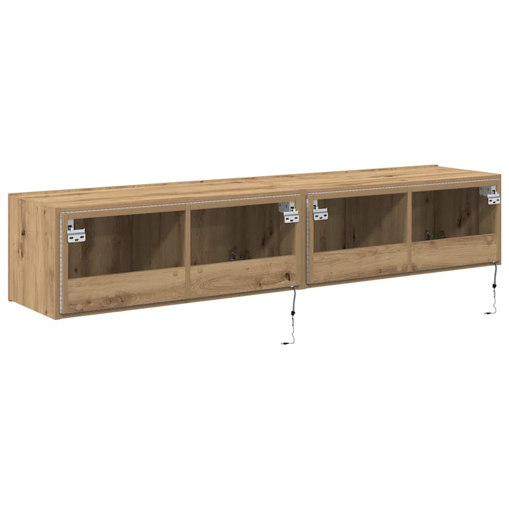 TV vægskab 2 pcs Artisan Egetræ 80 x 35 x 31 cm Konstrueret træ