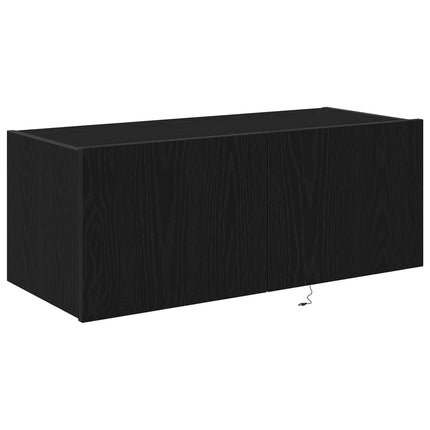TV vægskab 80 x 35 x 31 cm Sort eg Konstrueret træ