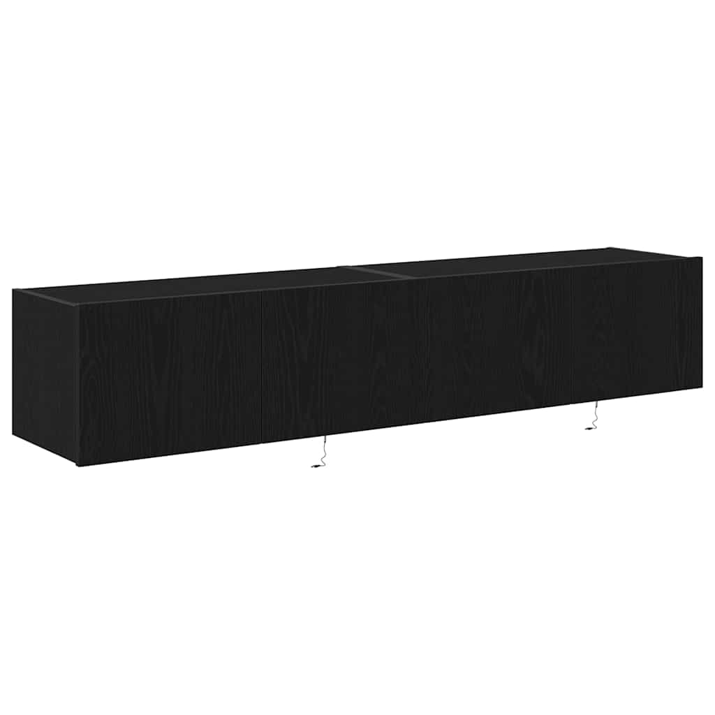 TV vægskab 2 pcs Sort eg 80 x 35 x 31 cm Konstrueret træ
