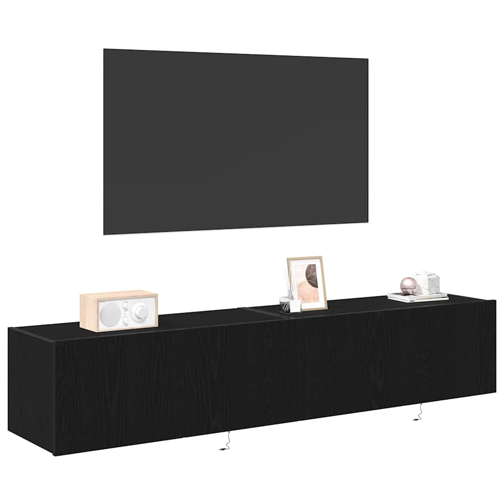 TV vægskab 2 pcs Sort eg 80 x 35 x 31 cm Konstrueret træ