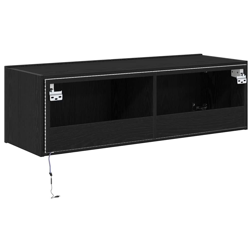 TV vægskab 2 pcs Sort eg 100 x 35 x 31 cm Konstrueret træ