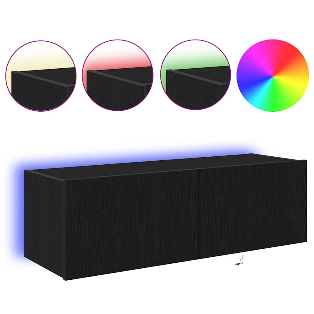 TV vægskab 2 pcs Sort eg 100 x 35 x 31 cm Konstrueret træ