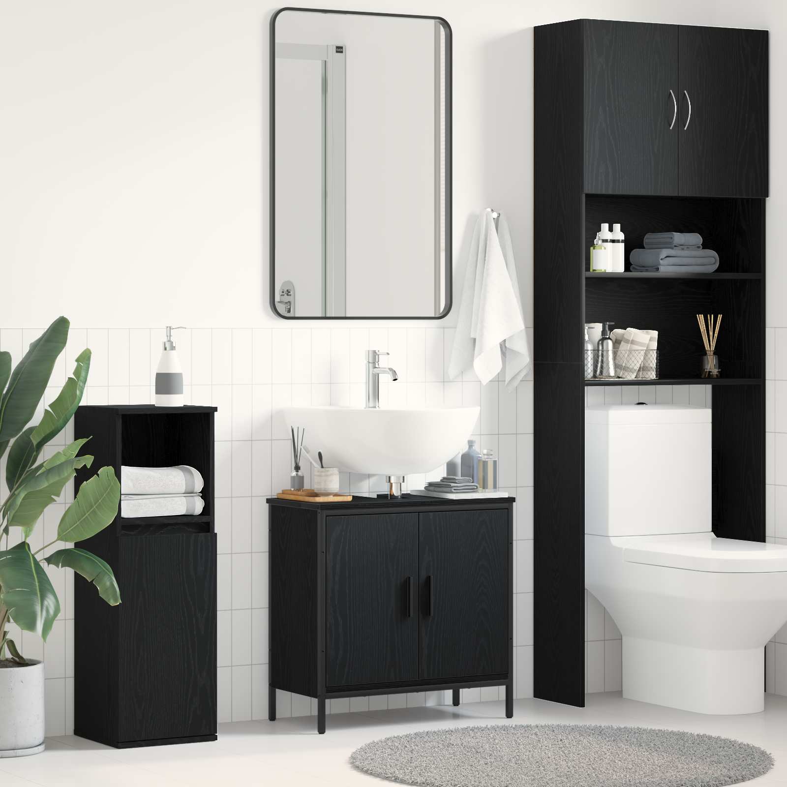 Badevrelsesskabsunder Sort eg 60 x 30 x 60 cm Konstrueret tr