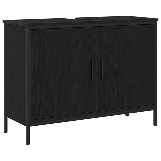 Badeværelsesskabsunder Sort eg 80 x 30 x 60 cm Konstrueret træ