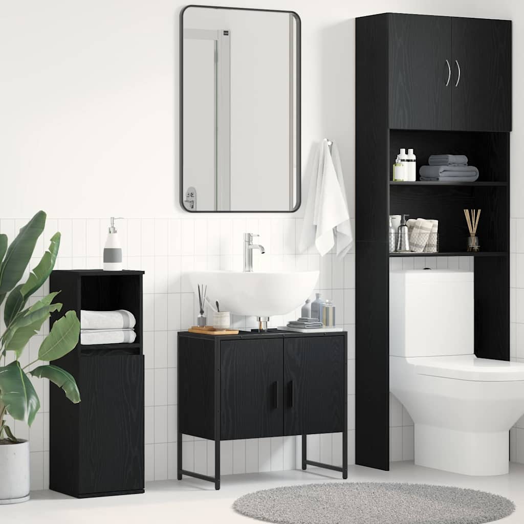 Badeværelsesskabsunder Sort eg 60 x 30 x 60 cm Konstrueret træ billede