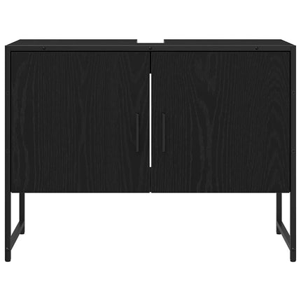Badeværelsesskabsunder Sort eg 80 x 30 x 60 cm Konstrueret træ