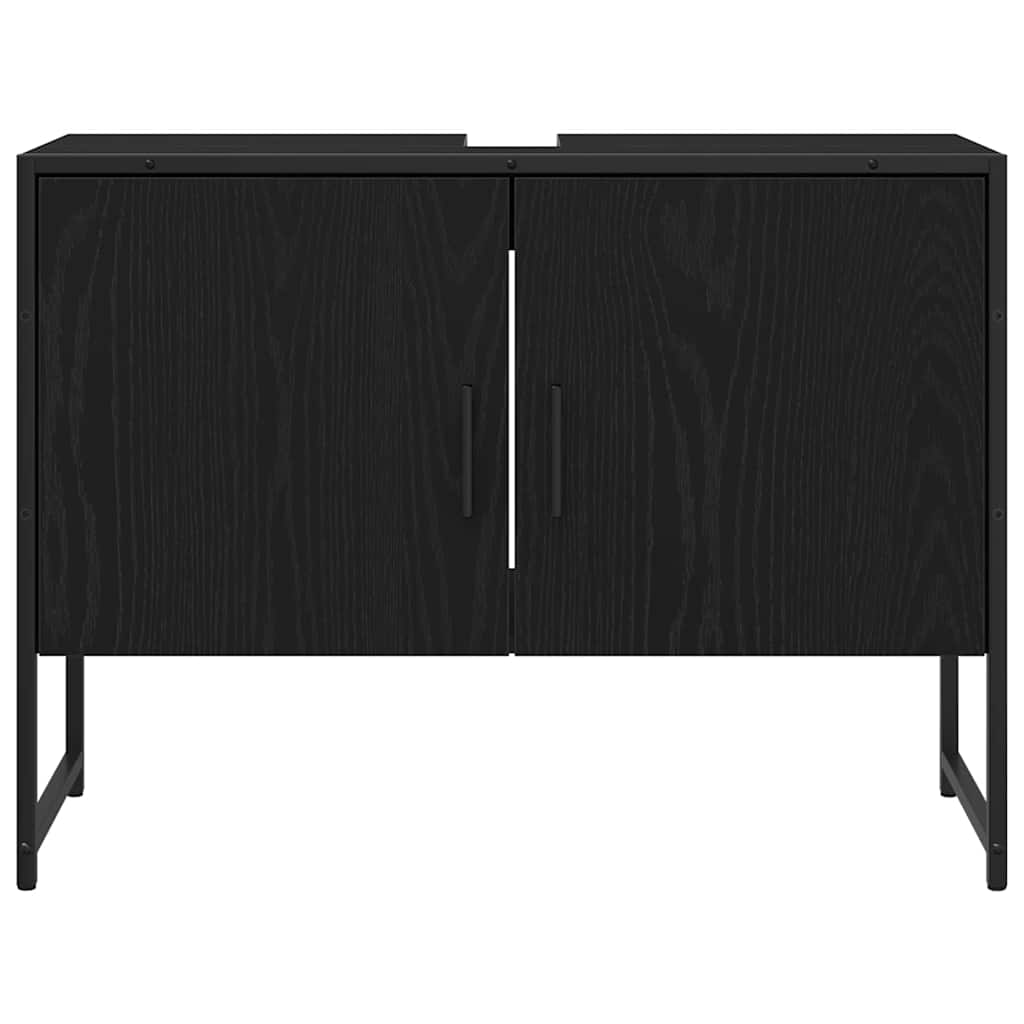 Badeværelsesskabsunder Sort eg 80 x 30 x 60 cm Konstrueret træ