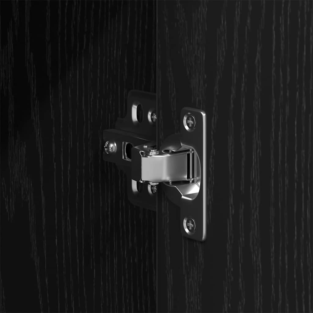 Badeværelsesmøbel sæt med hylde Sort eg 33 x 33 x 120,5 cm