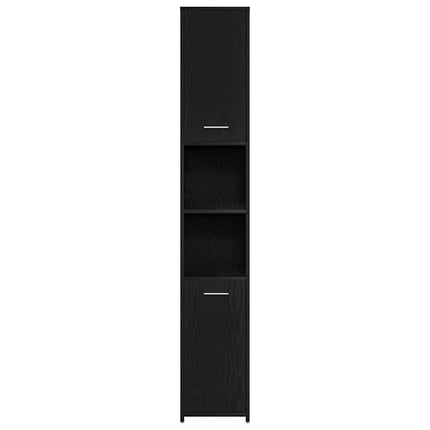 badeværelsesskab 30x30x183,5 cm konstrueret træ sort-eg