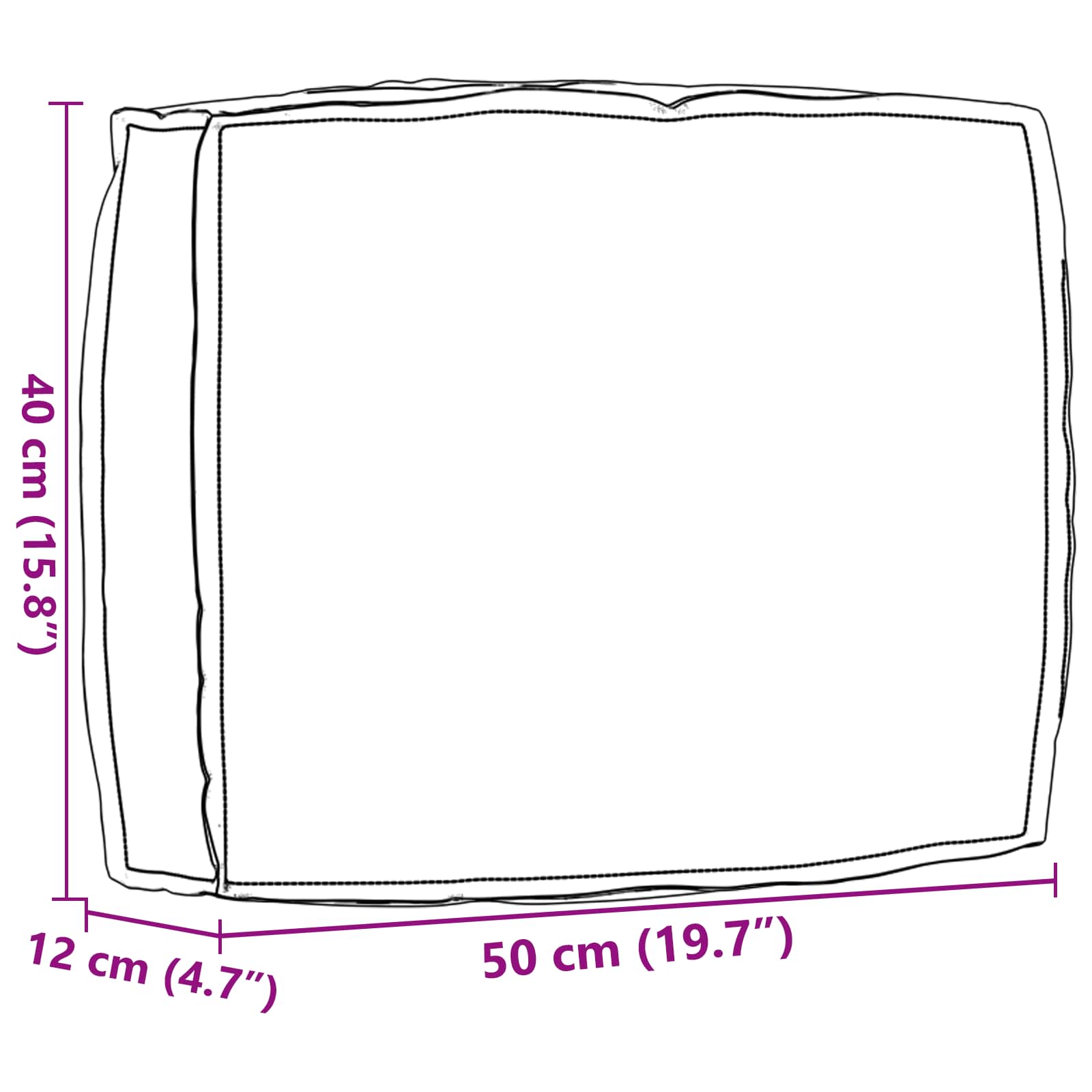 Pude Antracit 50 x 40 x 12 cm Oxford stof