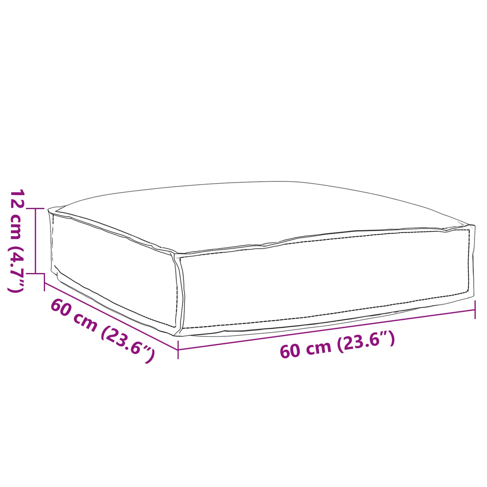 Pude Blomstret Flerfarvet 60 x 60 x 12 cm Oxford stof