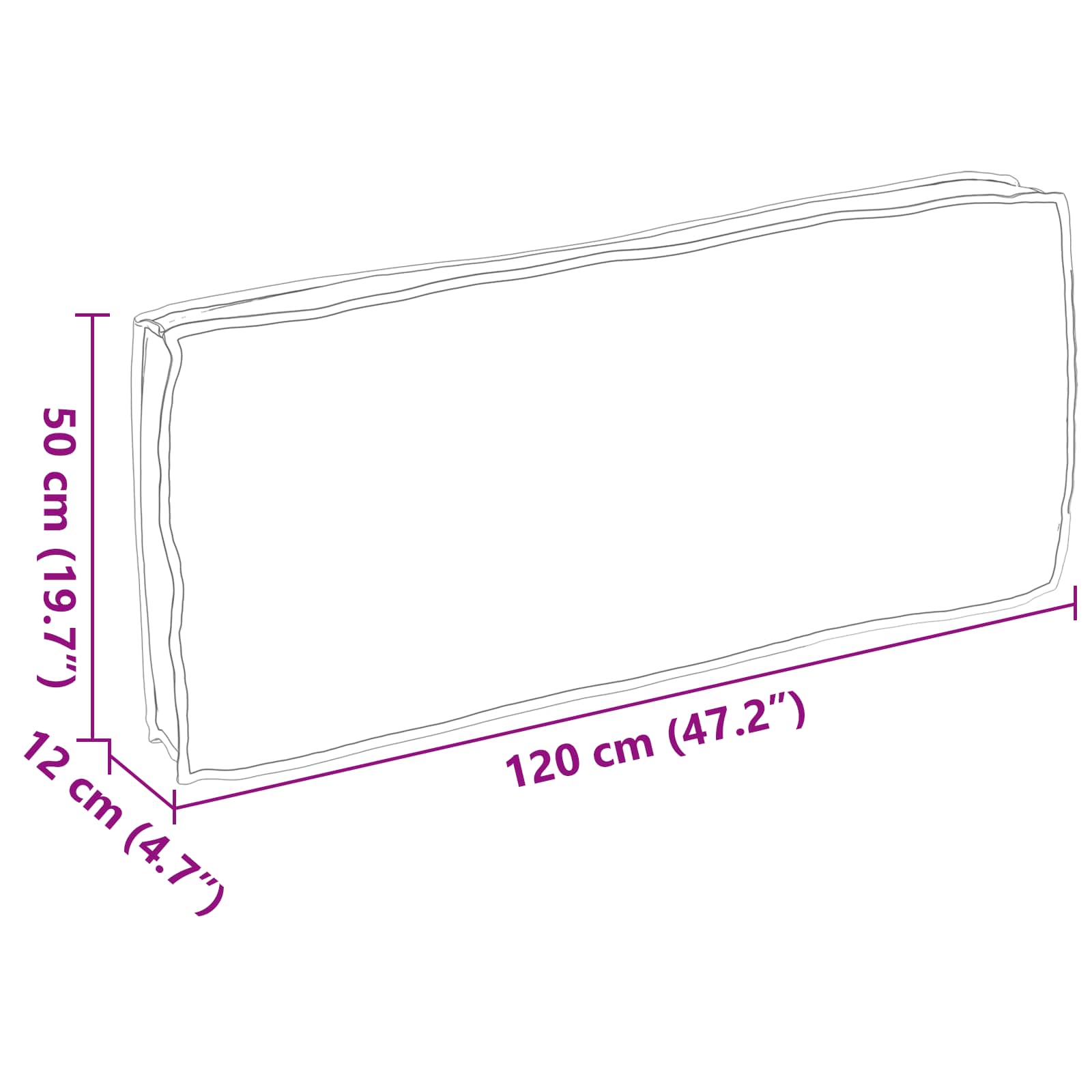 Pude Antracit 120 x 50 x 12 cm Oxford stof