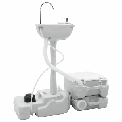 Camping Toilet Sæt 2 stk. Grå og Hvid Høj-densitet Polyethylen