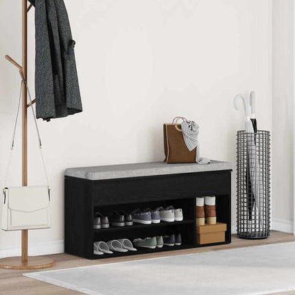 skobænk 102x30,5x45 cm konstrueret træ sort egetræsfarve