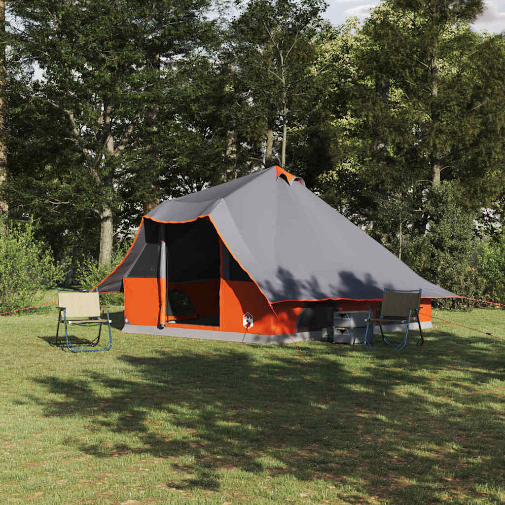 Tipi telt med tag Grå og orange 358 x 296 x 258 cm taft