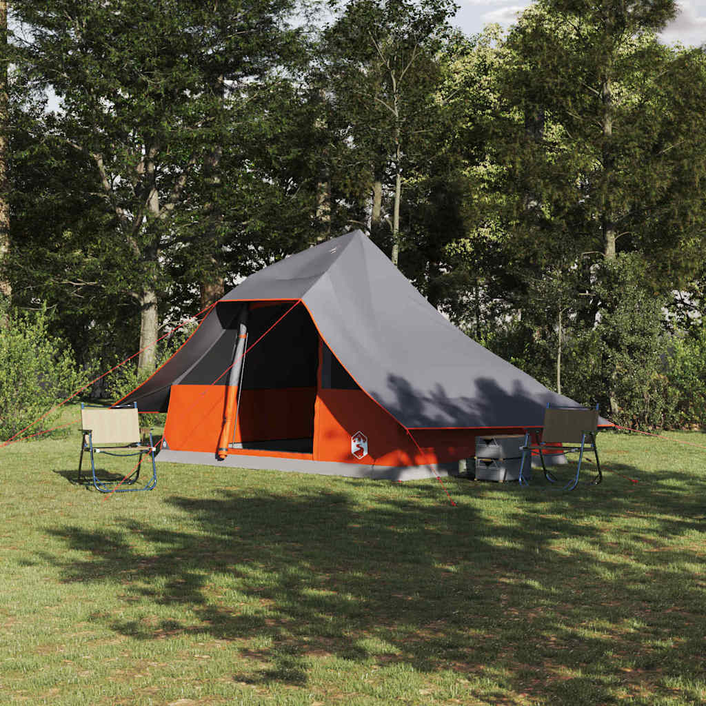 Tipi telt med tag Grå og orange 364 x 281 x 257 cm taft