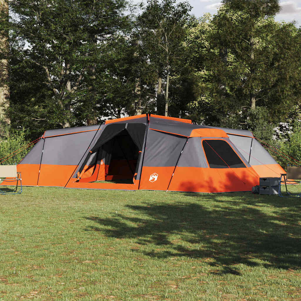 Familietelt med tag Grå og orange 833 x 585 x 216 cm taft billede