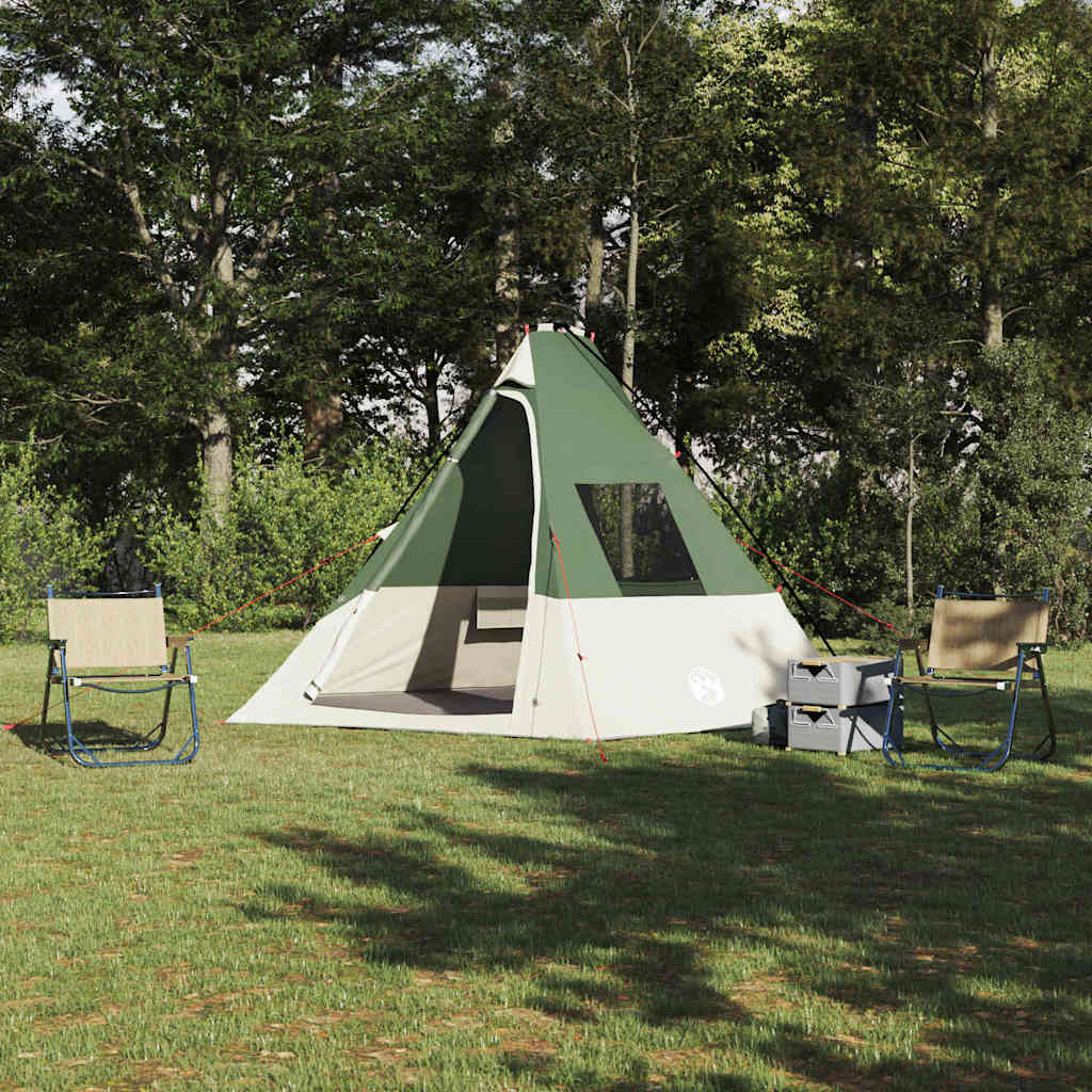 Tipi telt med tag med opbevaring Grøn 383 x 338 x 217 cm taft