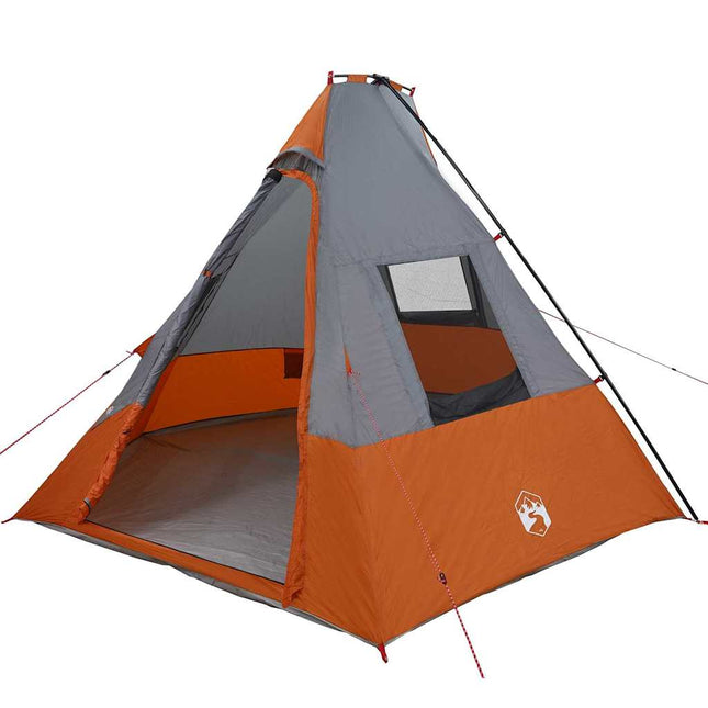 Tipi telt 6-personers Vandtæt Grå og orange taft