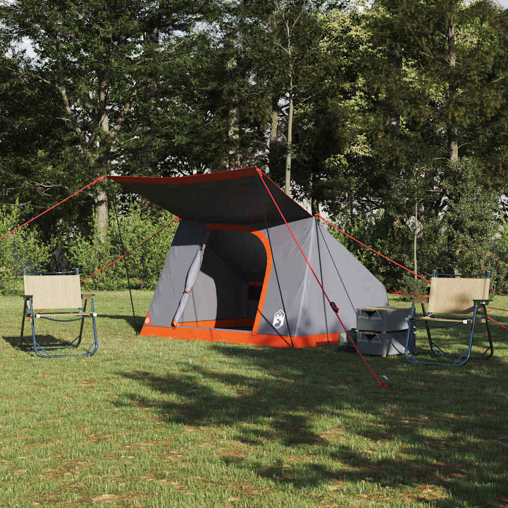 Camping telt med tag Grå og orange 223 x 163 x 130 cm taft billede