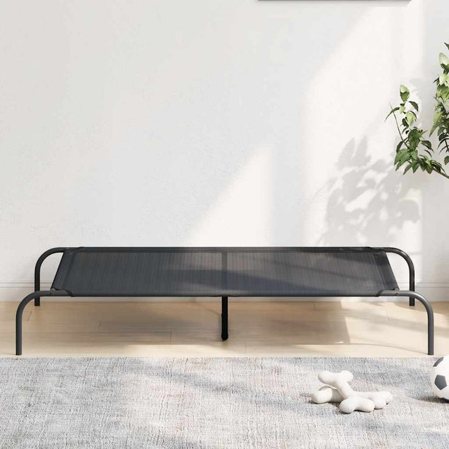 forhøjet hundeseng 130x80x20 cm textilene og stål sort