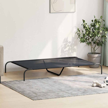 forhøjet hundeseng 150x90x20 cm textilene og stål sort