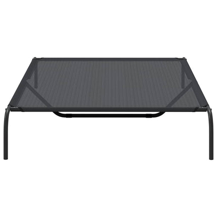 forhøjet hundeseng 150x90x20 cm textilene og stål sort