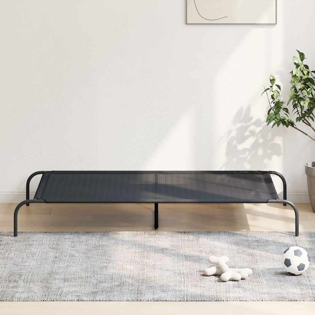 forhøjet hundeseng 150x90x20 cm textilene og stål sort