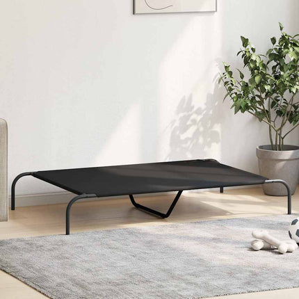 løftet hundeseng 130x80x20 cm oxfordstof og stål sort