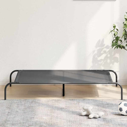 forhøjet hundeseng 130x80x20 cm textilene og stål grå