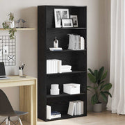 bogreol 80x30x189 cm konstrueret træ sort egetræ