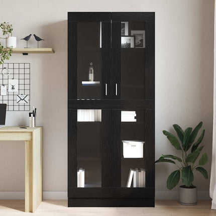 Bogskab 4 niveauer 82,5 x 30,5 x 185 cm Konstrueret træ Sort eg
