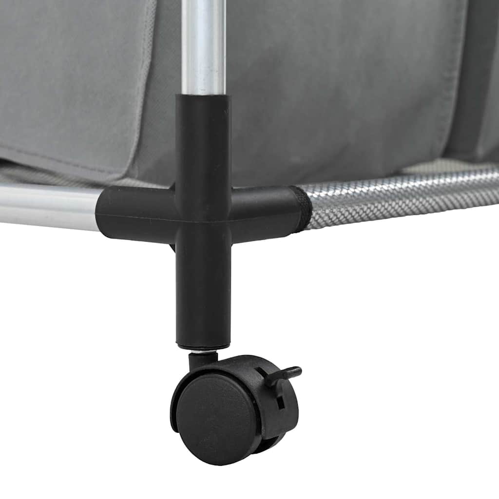 vasketøjskurv med hjul 3 rum grå