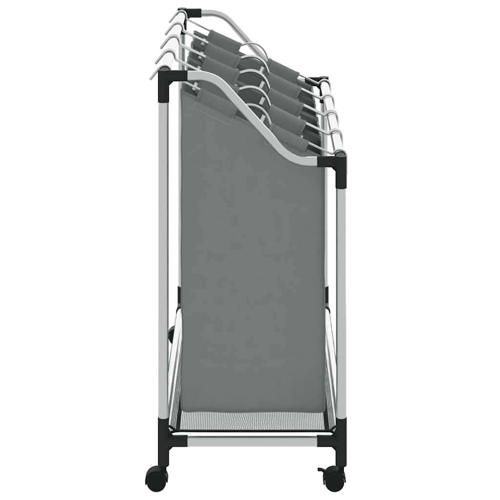 vasketøjskurv med hjul 4 rum grå