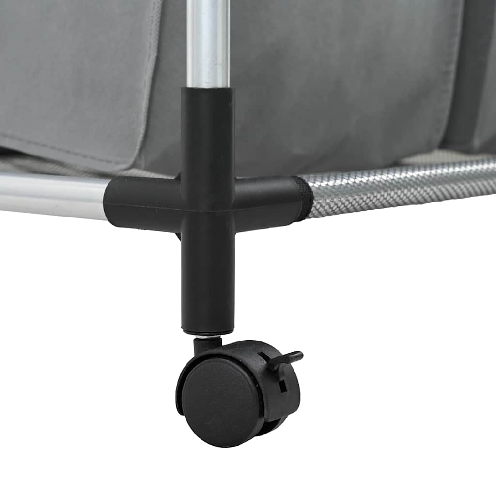 vasketøjskurv med hjul 4 rum grå