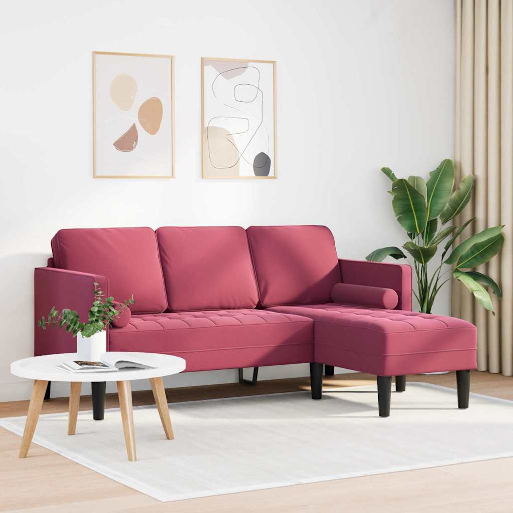 Sofa Sæt Vinrød 173 x 131 x 67 cm Fløjl