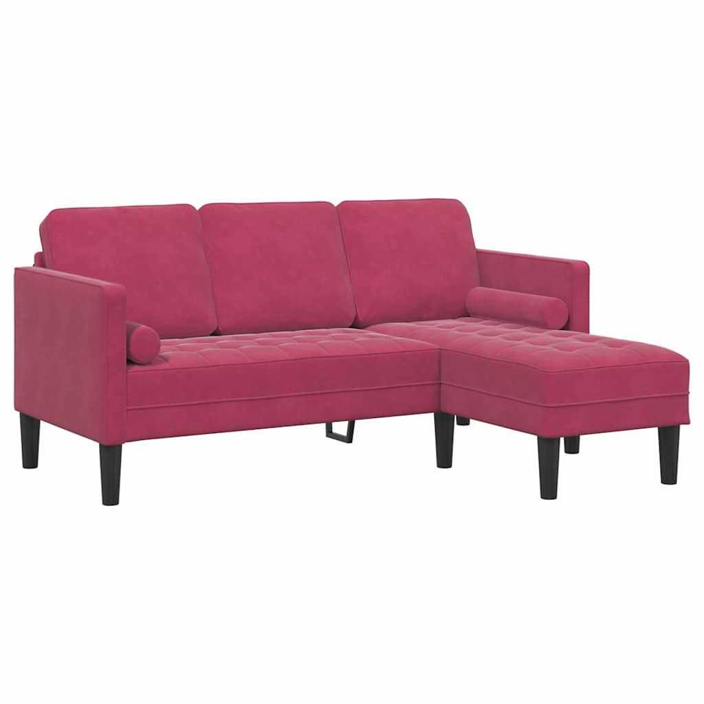 Sofa Sæt Vinrød 173 x 131 x 67 cm Fløjl