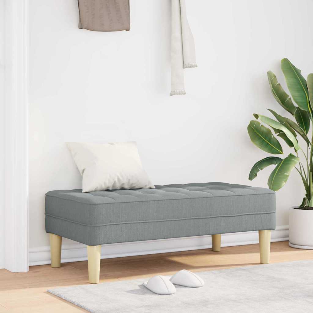 Bænk med pude i stof - lysegrå, 113 × 57 × 39 cm