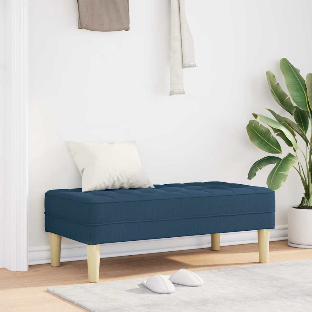 Bænk med pude i stof - blå, 113 × 57 × 39 cm