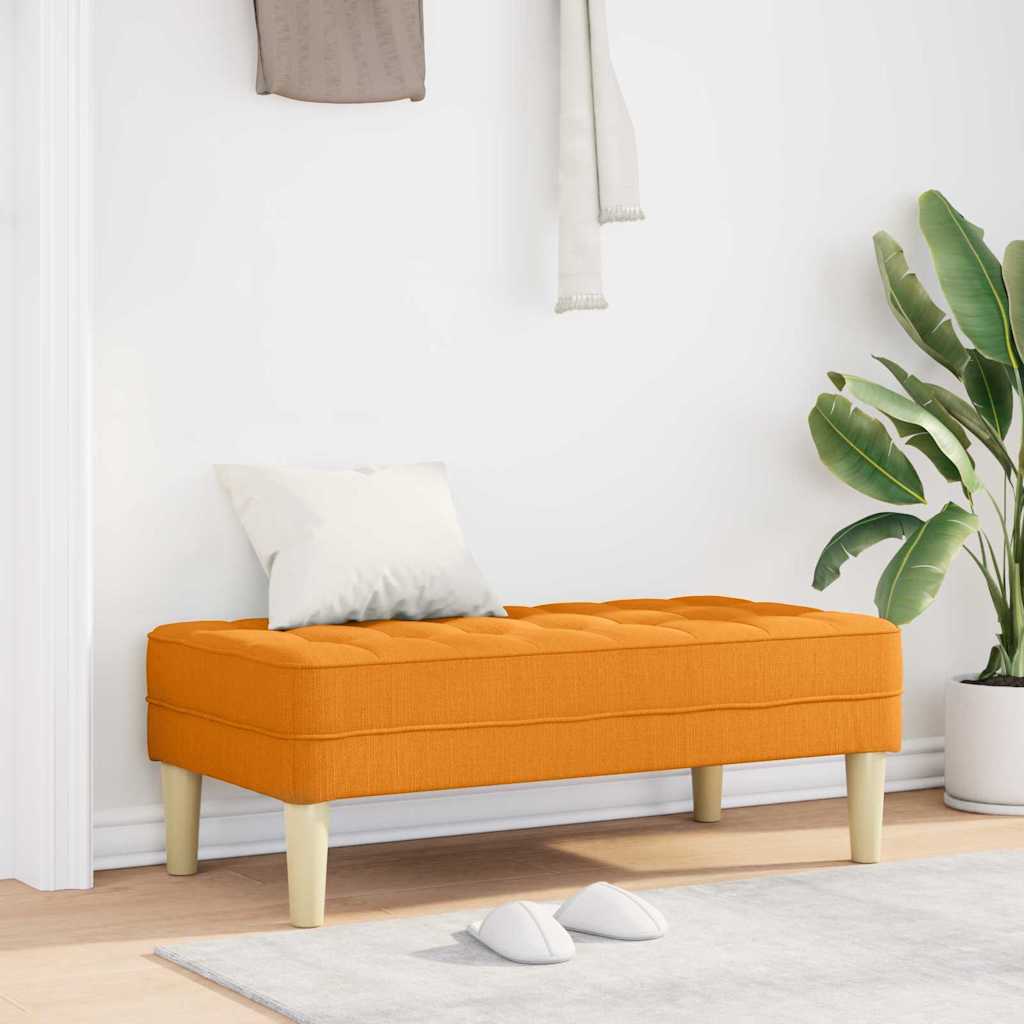 Bænk med pude i stof - mørk gul, 113 × 57 × 39 cm