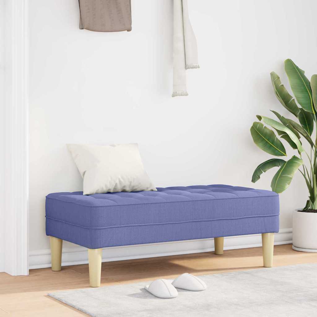 Polstret bænk med pude - jeansblå stof, 113 × 57 × 39 cm