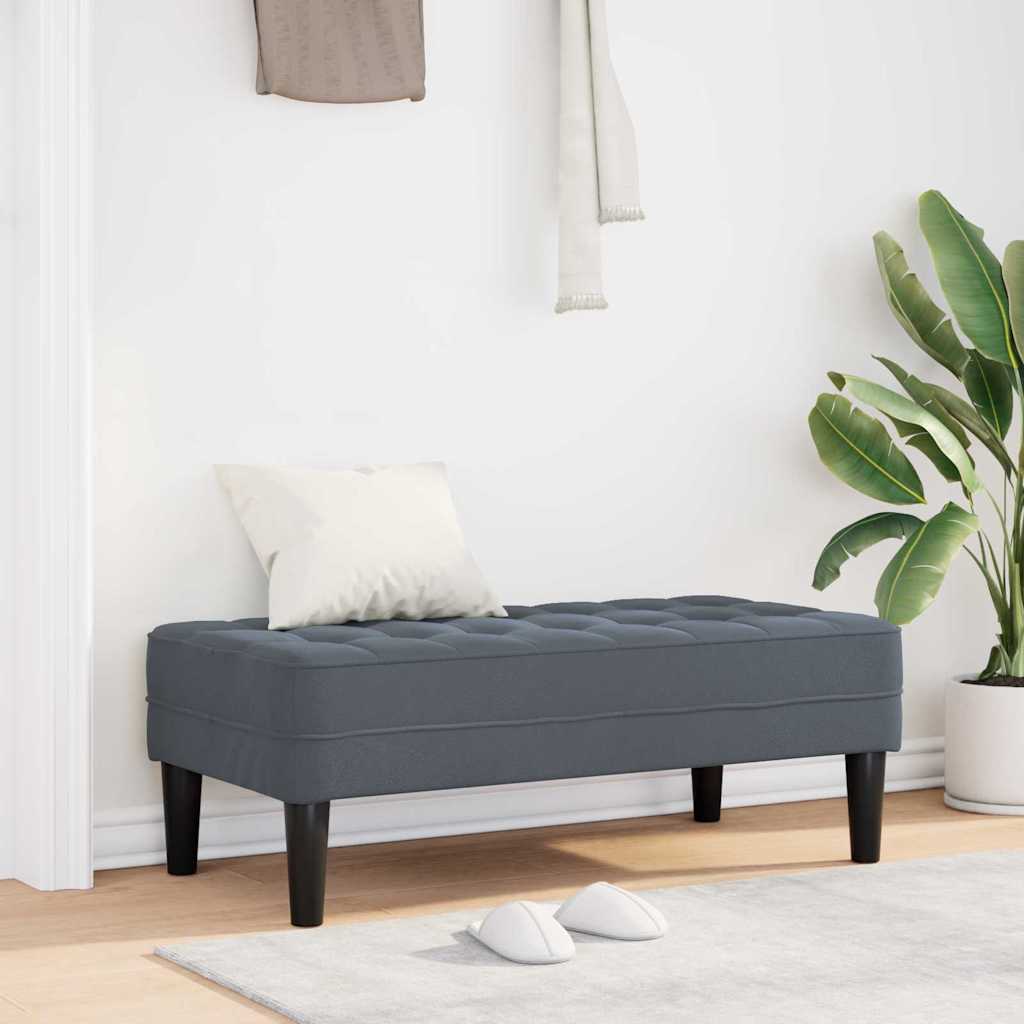 Bænk med pude i fløjl - mørkegrå, 113 × 57 × 39 cm