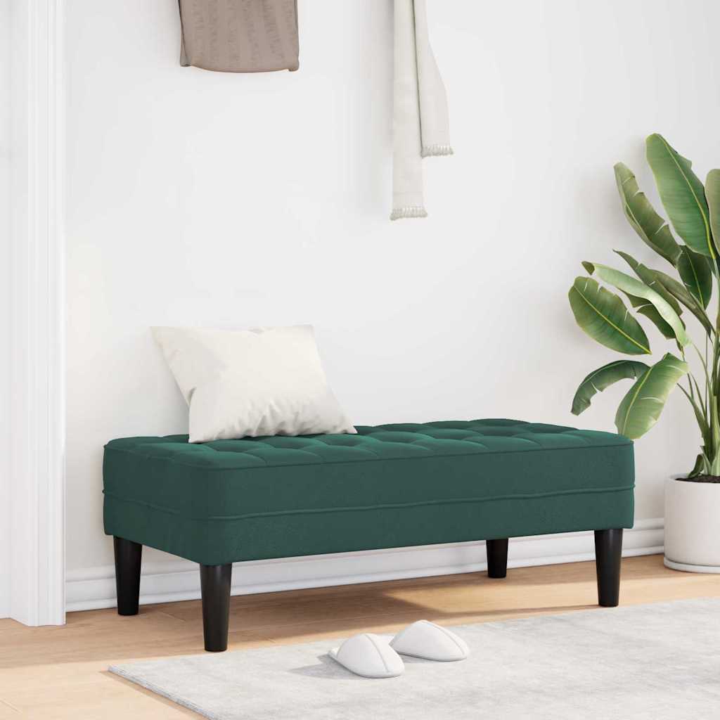 Bænk med pude i fløjl - mørkegrøn, 113 × 57 × 39 cm
