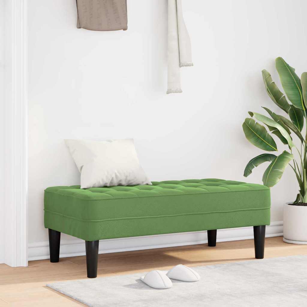 Bænk med pude i fløjl - lys grøn, 113 × 57 × 39 cm
