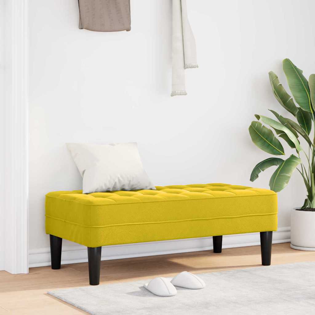Bænk med pude i fløjl - gul, 113 × 57 × 39 cm