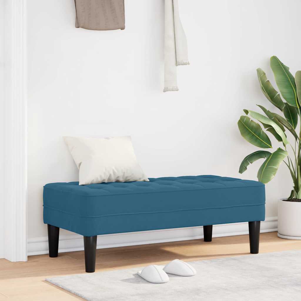 Bænk med pude i fløjl - blå, 113 × 57 × 39 cm