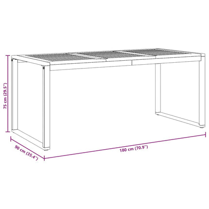 Havemøbel Bord Grå 180 x 90 x 75 cm Massivt Akacietræ