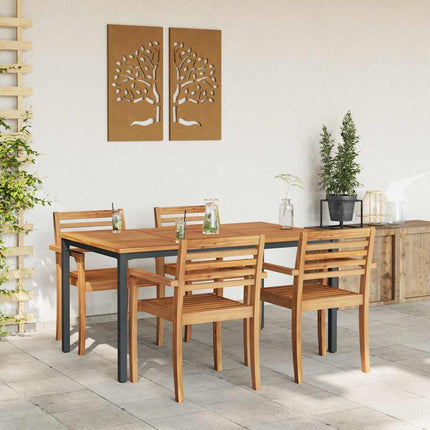 Udendørs Bord Naturlig og sort 150 x 90 x 75 cm