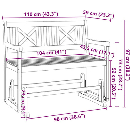 Havestol Gliderbænk Naturfarvet 110 x 59 x 97 cm