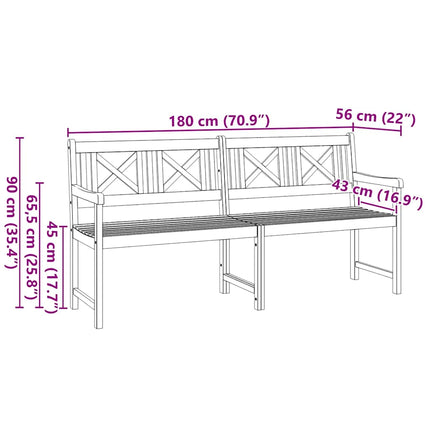 Udendørs bænk Naturfarvet 180 x 56 x 90 cm Massivt Akacietræ